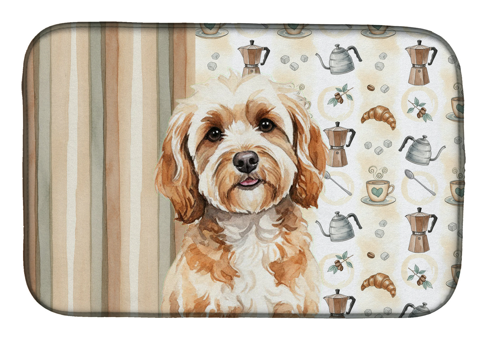 Cavapoo Coffee Bar Dish Drying Mat Absorbent Dish Drying Mat Pad for Kitchen Counter Dish Drainer Mat for Countertop, 14 x 21", Multicolor