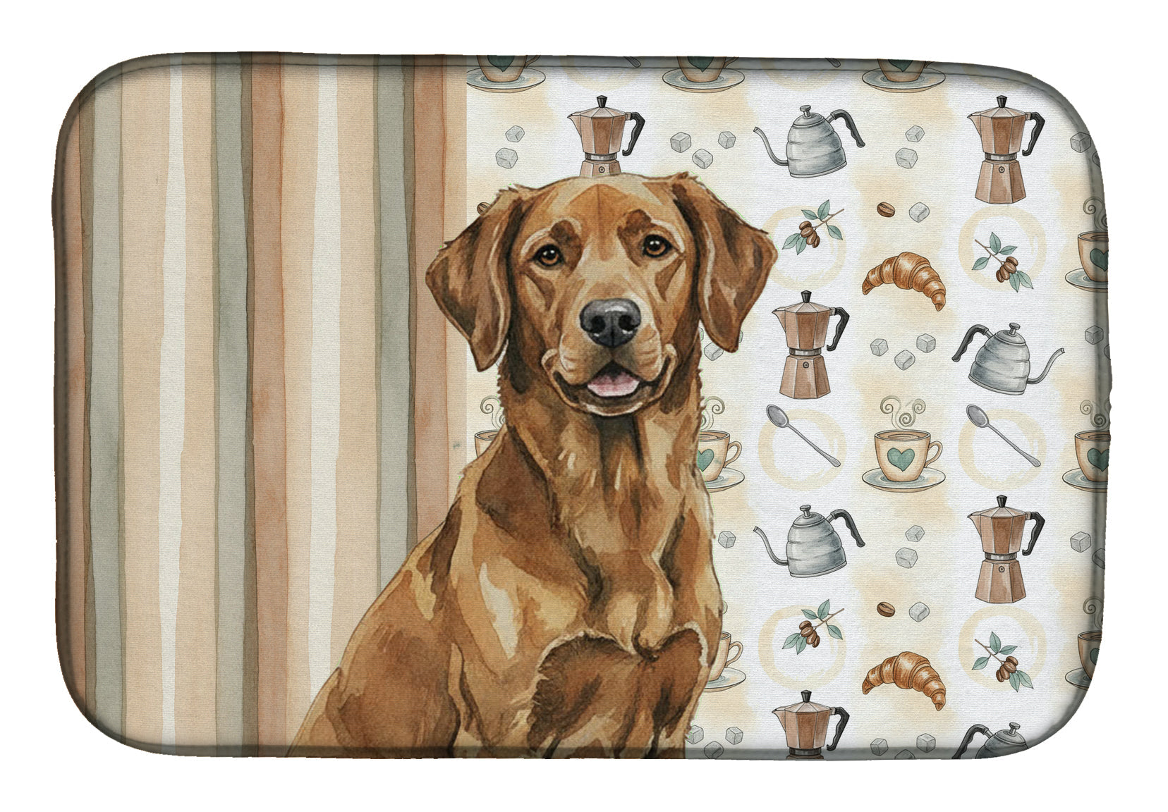 Chesapeake Bay Retriever Coffee Bar Dish Drying Mat Absorbent Dish Drying Mat Pad for Kitchen Counter Dish Drainer Mat for Countertop, 14 x 21", Multicolor