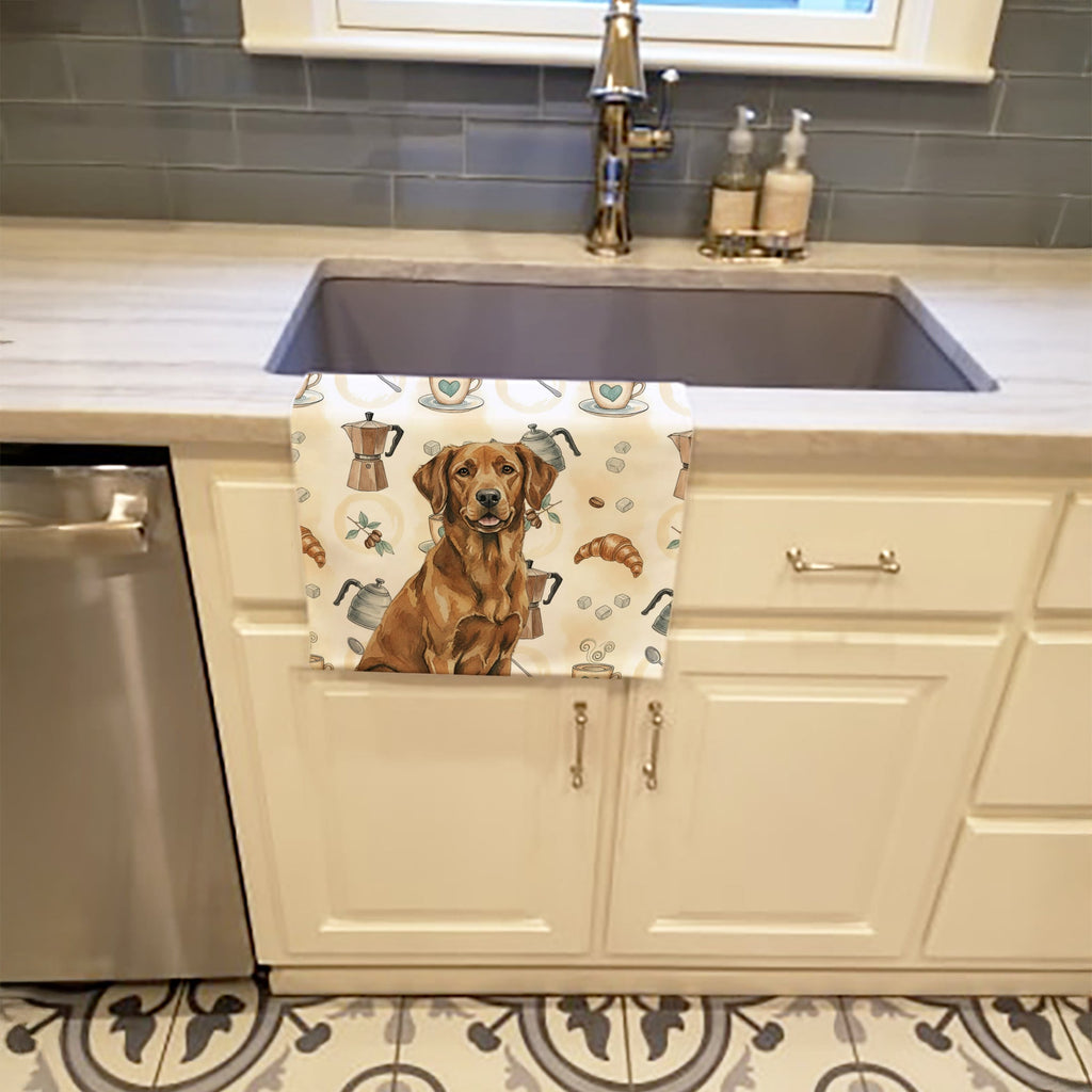 Chesapeake Bay Retriever Coffee Bar Kitchen Towel Velour Plush Front and Cotton Loop Back Machine Washable