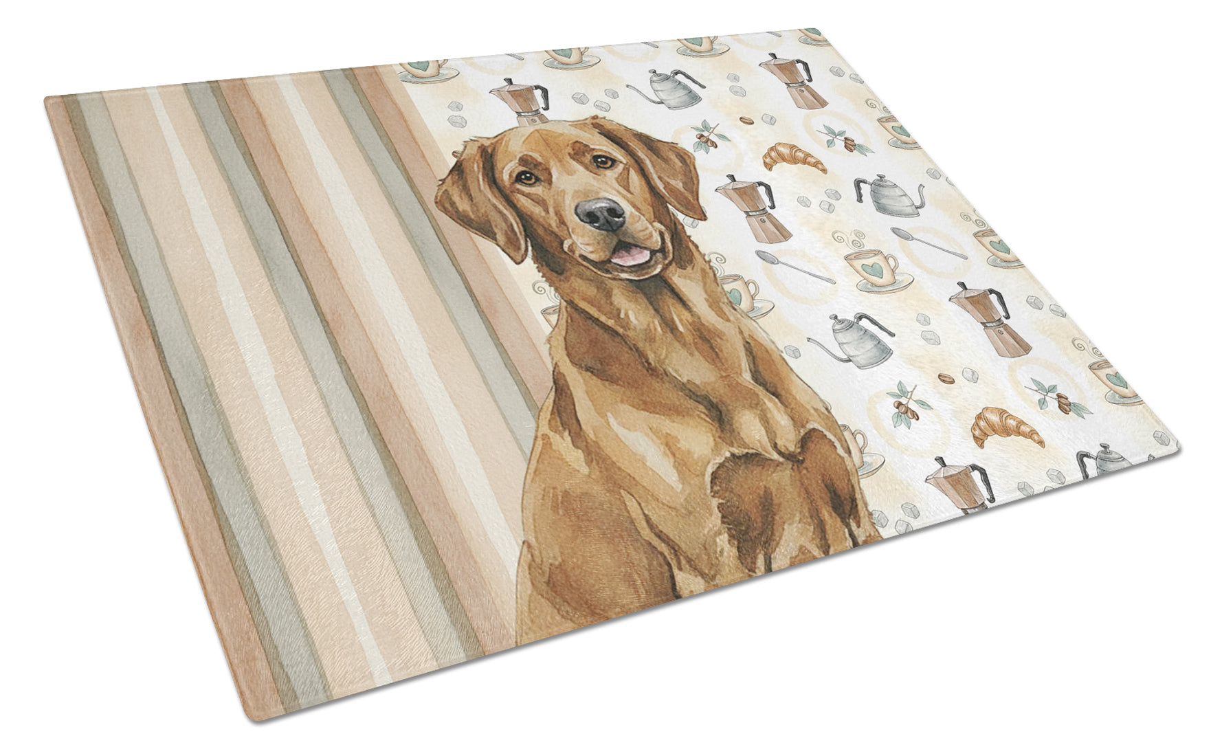 Chesapeake Bay Retriever Coffee Bar Cutting Board Tempered Glass Kitchen Cutting Surface, Heat Resistant Chopping, Non-Slip Feet, Food Prep & Serving