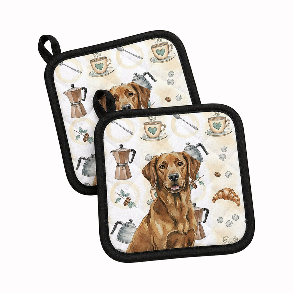 Chesapeake Bay Retriever Coffee Bar Pot Holder Set of 2 Heat Resistant Quilted Hot Pads 7.5 x 7.5 Inch, Insulated Kitchen Trivets for Cooking & Baking