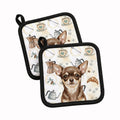 Chocolate Chihuahua Coffee Bar Pot Holder Set of 2 Heat Resistant Quilted Hot Pads 7.5 x 7.5 Inch, Insulated Kitchen Trivets for Cooking & Baking