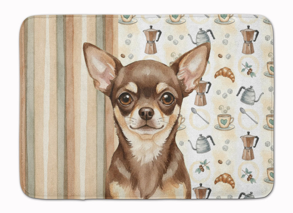 Chocolate Chihuahua Coffee Bar Memory Foam Kitchen Mat Machine Washable Anti-Fatigue Cushion Comfort Bath or Kitchen Rug