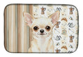 Cream Chihuahua Coffee Bar Dish Drying Mat Absorbent Dish Drying Mat Pad for Kitchen Counter Dish Drainer Mat for Countertop, 14 x 21", Multicolor