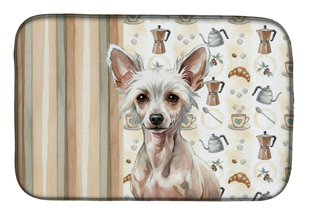 Hairless Chinese Crested Coffee Bar Dish Drying Mat Absorbent Dish Drying Mat Pad for Kitchen Counter Dish Drainer Mat for Countertop, 14 x 21", Multicolor