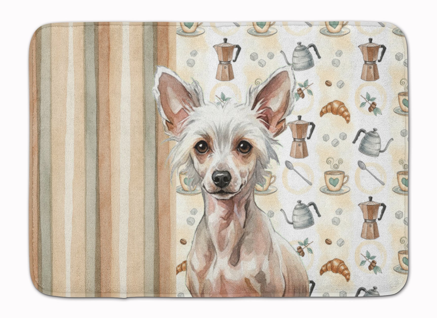 Hairless Chinese Crested Coffee Bar Memory Foam Kitchen Mat Machine Washable Anti-Fatigue Cushion Comfort Bath or Kitchen Rug