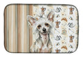 Hairless Mottled Pattern Chinese Crested Coffee Bar Dish Drying Mat Absorbent Dish Drying Mat Pad for Kitchen Counter Dish Drainer Mat for Countertop, 14 x 21", Multicolor