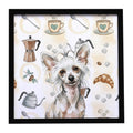 Hairless Mottled Pattern Chinese Crested Coffee Bar Framed Metal Print Bathroom, Kitchen, Office, Home Decor Wall Art Ready to Hang, Square, 8X8