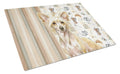 Hairless Palomino Chinese Crested Coffee Bar Cutting Board Tempered Glass Kitchen Cutting Surface, Heat Resistant Chopping, Non-Slip Feet, Food Prep & Serving