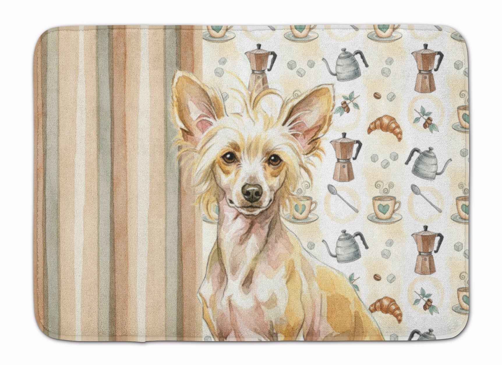 Hairless Palomino Chinese Crested Coffee Bar Memory Foam Kitchen Mat Machine Washable Anti-Fatigue Cushion Comfort Bath or Kitchen Rug