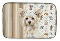 Powderpuff Chinese Crested Coffee Bar Dish Drying Mat Absorbent Dish Drying Mat Pad for Kitchen Counter Dish Drainer Mat for Countertop, 14 x 21", Multicolor