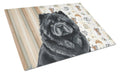 Black Chow Chow Coffee Bar Cutting Board Tempered Glass Kitchen Cutting Surface, Heat Resistant Chopping, Non-Slip Feet, Food Prep & Serving