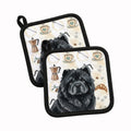 Black Chow Chow Coffee Bar Pot Holder Set of 2 Heat Resistant Quilted Hot Pads 7.5 x 7.5 Inch, Insulated Kitchen Trivets for Cooking & Baking