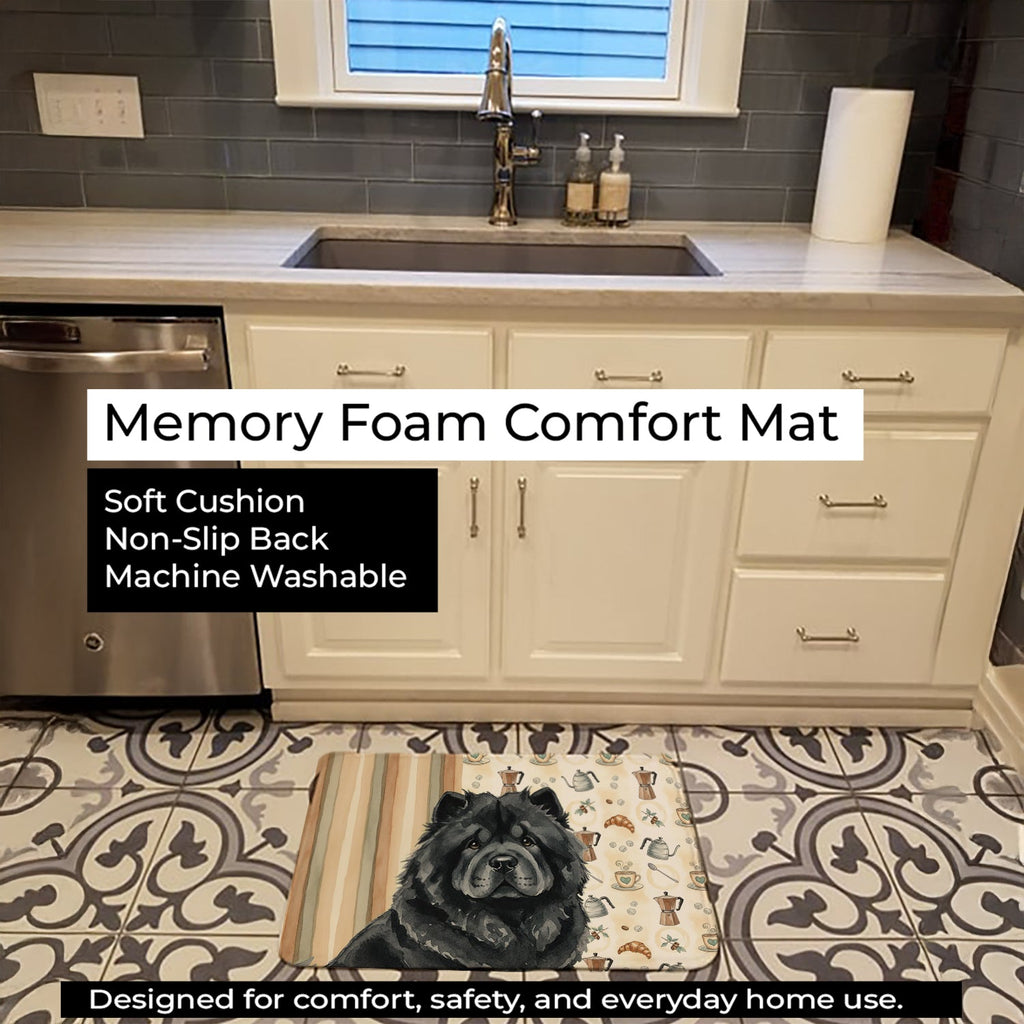 Black Chow Chow Coffee Bar Memory Foam Kitchen Mat Machine Washable Anti-Fatigue Cushion Comfort Bath or Kitchen Rug