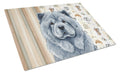 Blue Chow Chow Coffee Bar Cutting Board Tempered Glass Kitchen Cutting Surface, Heat Resistant Chopping, Non-Slip Feet, Food Prep & Serving