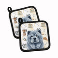 Blue Chow Chow Coffee Bar Pot Holder Set of 2 Heat Resistant Quilted Hot Pads 7.5 x 7.5 Inch, Insulated Kitchen Trivets for Cooking & Baking