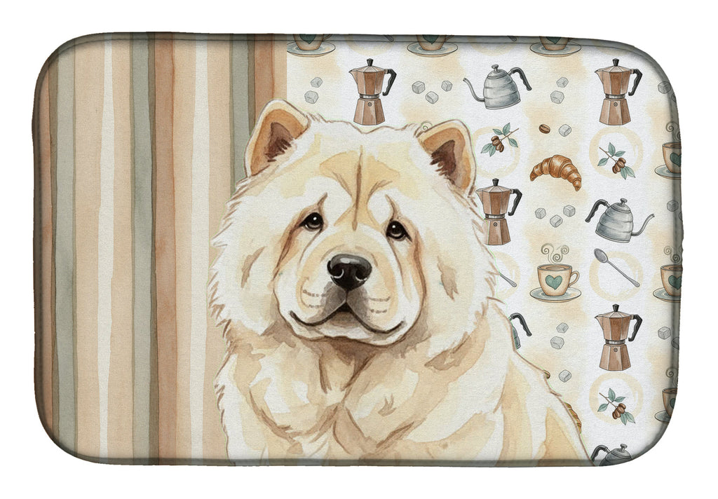 Cream Chow Chow Coffee Bar Dish Drying Mat Absorbent Dish Drying Mat Pad for Kitchen Counter Dish Drainer Mat for Countertop, 14 x 21", Multicolor