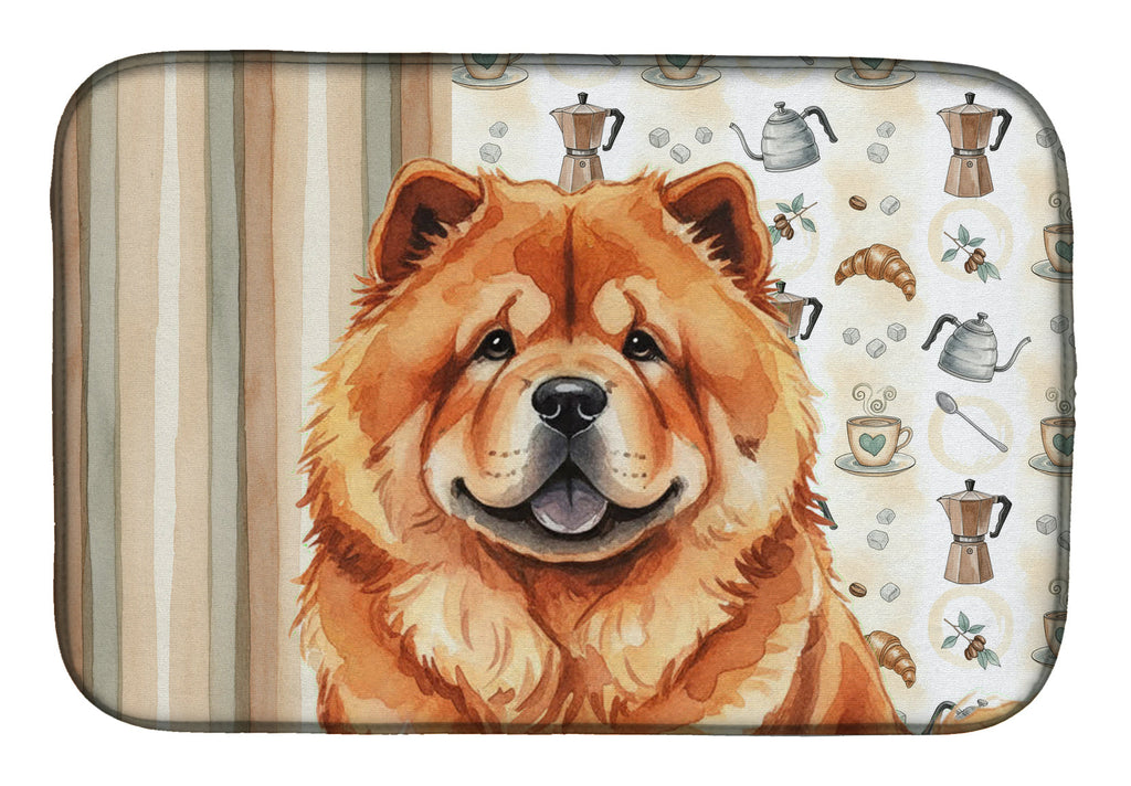 Red Chow Chow Coffee Bar Dish Drying Mat Absorbent Dish Drying Mat Pad for Kitchen Counter Dish Drainer Mat for Countertop, 14 x 21", Multicolor