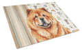 Red Chow Chow Coffee Bar Cutting Board Tempered Glass Kitchen Cutting Surface, Heat Resistant Chopping, Non-Slip Feet, Food Prep & Serving