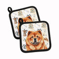Red Chow Chow Coffee Bar Pot Holder Set of 2 Heat Resistant Quilted Hot Pads 7.5 x 7.5 Inch, Insulated Kitchen Trivets for Cooking & Baking