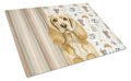 Buff Cocker Spaniel Coffee Bar Cutting Board Tempered Glass Kitchen Cutting Surface, Heat Resistant Chopping, Non-Slip Feet, Food Prep & Serving