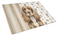 Chocolate Cocker Spaniel Coffee Bar Cutting Board Tempered Glass Kitchen Cutting Surface, Heat Resistant Chopping, Non-Slip Feet, Food Prep & Serving
