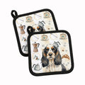 Parti Cocker Spaniel Coffee Bar Pot Holder Set of 2 Heat Resistant Quilted Hot Pads 7.5 x 7.5 Inch, Insulated Kitchen Trivets for Cooking & Baking