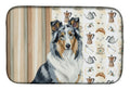 Blue Merle Collie Coffee Bar Dish Drying Mat Absorbent Dish Drying Mat Pad for Kitchen Counter Dish Drainer Mat for Countertop, 14 x 21", Multicolor