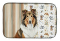 Sable Collie Coffee Bar Dish Drying Mat Absorbent Dish Drying Mat Pad for Kitchen Counter Dish Drainer Mat for Countertop, 14 x 21", Multicolor