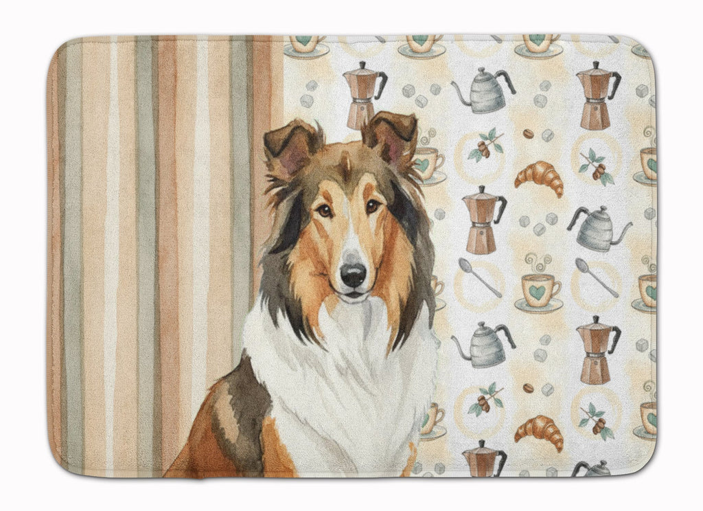 Sable Collie Coffee Bar Memory Foam Kitchen Mat Machine Washable Anti-Fatigue Cushion Comfort Bath or Kitchen Rug