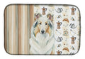 White Collie Coffee Bar Dish Drying Mat Absorbent Dish Drying Mat Pad for Kitchen Counter Dish Drainer Mat for Countertop, 14 x 21", Multicolor