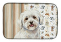Coton de Tulear Coffee Bar Dish Drying Mat Absorbent Dish Drying Mat Pad for Kitchen Counter Dish Drainer Mat for Countertop, 14 x 21", Multicolor