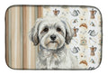 White with Gray Coton de Tulear Coffee Bar Dish Drying Mat Absorbent Dish Drying Mat Pad for Kitchen Counter Dish Drainer Mat for Countertop, 14 x 21", Multicolor
