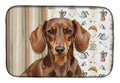 Chocolate and Tan Dachshund Coffee Bar Dish Drying Mat Absorbent Dish Drying Mat Pad for Kitchen Counter Dish Drainer Mat for Countertop, 14 x 21", Multicolor