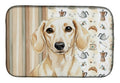 Cream Dachshund Coffee Bar Dish Drying Mat Absorbent Dish Drying Mat Pad for Kitchen Counter Dish Drainer Mat for Countertop, 14 x 21", Multicolor