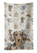 Dapple Dachshund Coffee Bar Kitchen Towel Velour Plush Front and Cotton Loop Back Machine Washable