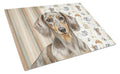 Dapple Dachshund Coffee Bar Cutting Board Tempered Glass Kitchen Cutting Surface, Heat Resistant Chopping, Non-Slip Feet, Food Prep & Serving