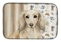 Longhaired Cream Dachshund Coffee Bar Dish Drying Mat Absorbent Dish Drying Mat Pad for Kitchen Counter Dish Drainer Mat for Countertop, 14 x 21", Multicolor