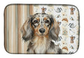 Longhaired Dapple Dachshund Coffee Bar Dish Drying Mat Absorbent Dish Drying Mat Pad for Kitchen Counter Dish Drainer Mat for Countertop, 14 x 21", Multicolor