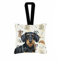 Wirehaired Black and Tan Dachshund Coffee Bar Hanging Square Fabric Ornament 3.5 � 3.5 Decorative Door-Knob & Tree Hanger, Soft Fabric