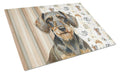 Wirehaired Wild Boar Dachshund Coffee Bar Cutting Board Tempered Glass Kitchen Cutting Surface, Heat Resistant Chopping, Non-Slip Feet, Food Prep & Serving