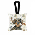 Wirehaired Wild Boar Dachshund Coffee Bar Hanging Square Fabric Ornament 3.5 � 3.5 Decorative Door-Knob & Tree Hanger, Soft Fabric