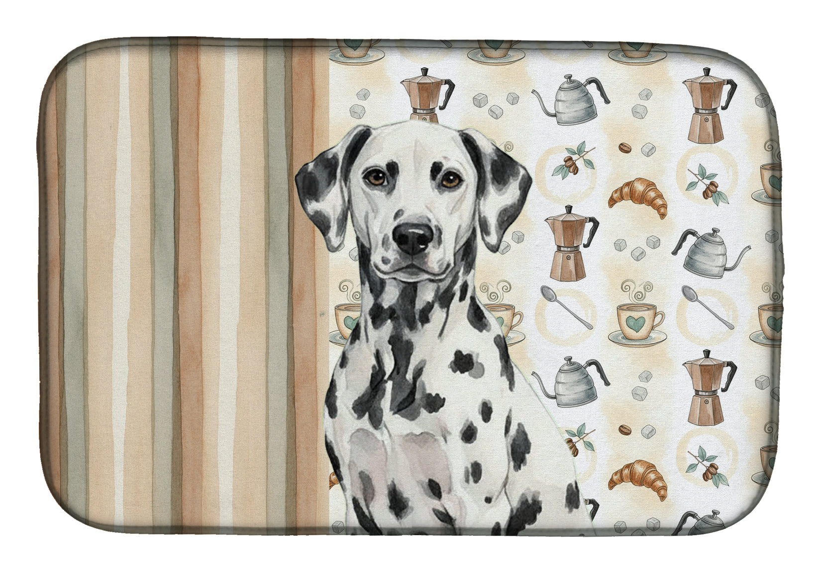 Dalmatian Coffee Bar Dish Drying Mat Absorbent Dish Drying Mat Pad for Kitchen Counter Dish Drainer Mat for Countertop, 14 x 21", Multicolor
