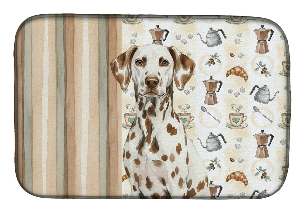 Liver Dalmatian Coffee Bar Dish Drying Mat Absorbent Dish Drying Mat Pad for Kitchen Counter Dish Drainer Mat for Countertop, 14 x 21", Multicolor
