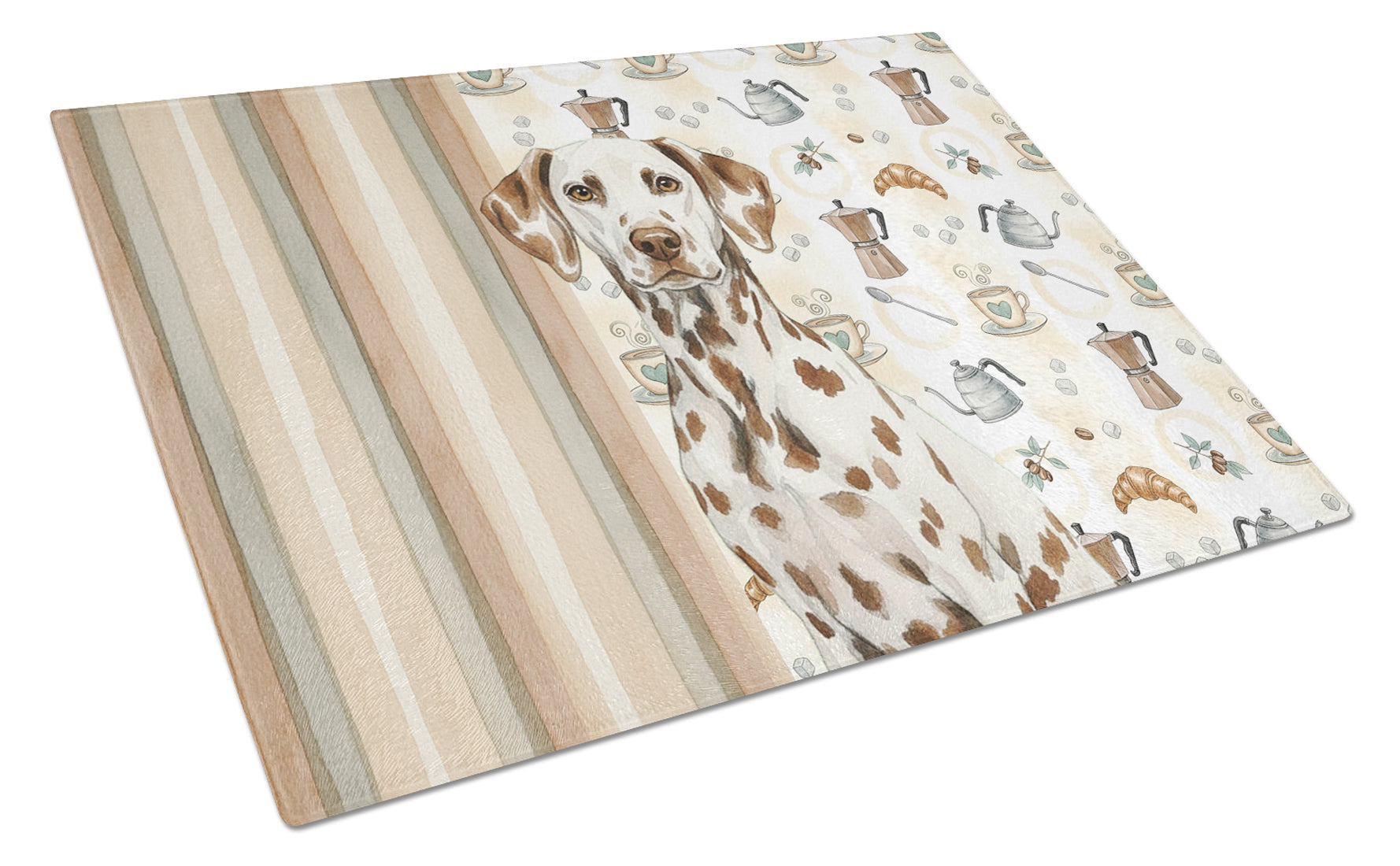 Liver Dalmatian Coffee Bar Cutting Board Tempered Glass Kitchen Cutting Surface, Heat Resistant Chopping, Non-Slip Feet, Food Prep & Serving