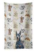 Blue Doberman Pinscher Coffee Bar Kitchen Towel Velour Plush Front and Cotton Loop Back Machine Washable