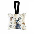Blue Doberman Pinscher Coffee Bar Hanging Square Fabric Ornament 3.5 � 3.5 Decorative Door-Knob & Tree Hanger, Soft Fabric