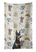 Doberman Pinscher Coffee Bar Kitchen Towel Velour Plush Front and Cotton Loop Back Machine Washable