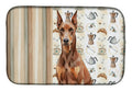 Red Doberman Pinscher Coffee Bar Dish Drying Mat Absorbent Dish Drying Mat Pad for Kitchen Counter Dish Drainer Mat for Countertop, 14 x 21", Multicolor