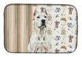 Dogo Argentino Coffee Bar Dish Drying Mat Absorbent Dish Drying Mat Pad for Kitchen Counter Dish Drainer Mat for Countertop, 14 x 21", Multicolor